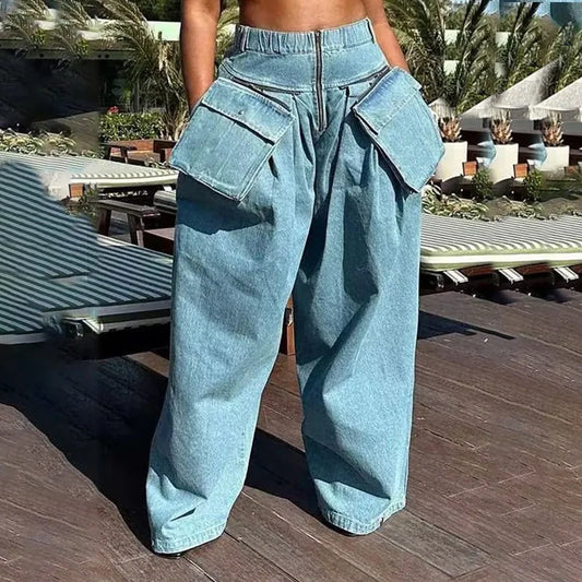 Bettergirl 2026 - Vêtements tendance : pantalon vintage à taille haute, ample et oversize, à jambes larges, style cargo, pour femmes rondes