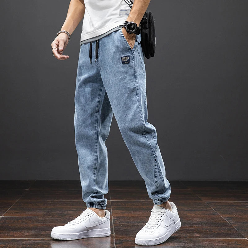 Jean Cargo Noir Bleu Printemps Été pour Homme Streetwear Jean Jogger en Denim Homme Pantalon Large Harem Jean Pantalon Grandes Tailles