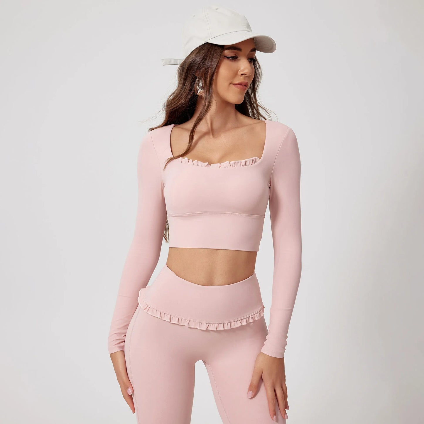 Vêtements à logo personnalisé Y2k Mode de luxe tendance Séchage rapide Hauts en dentelle élastique & Pantalons Y2k Ensembles de yoga Tenue de détente Doux Ensemble 2 pièces pour femmes