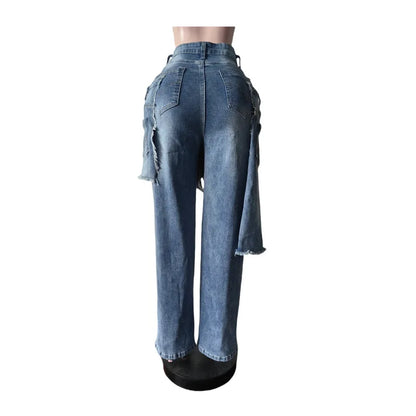 Pantalons en denim à la mode pour femmes, tenue de rue, nouveau 2026, automne-hiver, stretch, vintage Y2k, pantalons tablier Overup, jeans droits déchirés
