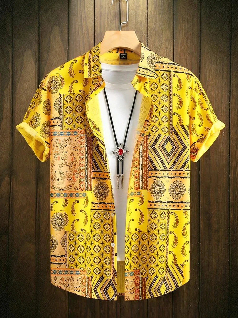 Chemise d'été pour homme 2026 à manches courtes imprimée, chemise col rétro tendance pour homme, haut décontracté hawaïen pour la plage, tailles XS-5XL