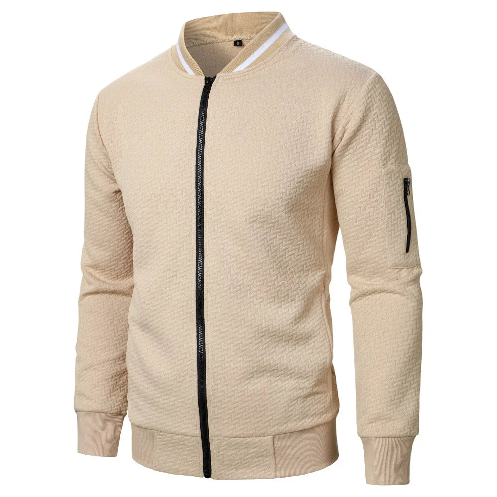 Nouvelle veste sweat à col montant zippée pour hommes Nouvelle veste cardigan jacquard décontractée pour hommes Vestes de baseball Vêtements pour hommes