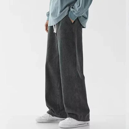 2025 Nouveaux Jeans Streetwear Larges pour Hommes Style Coréen Mode Jeans Larges Droits à Jambe Large Vêtements de Marque pour Hommes Noir Bleu Clair