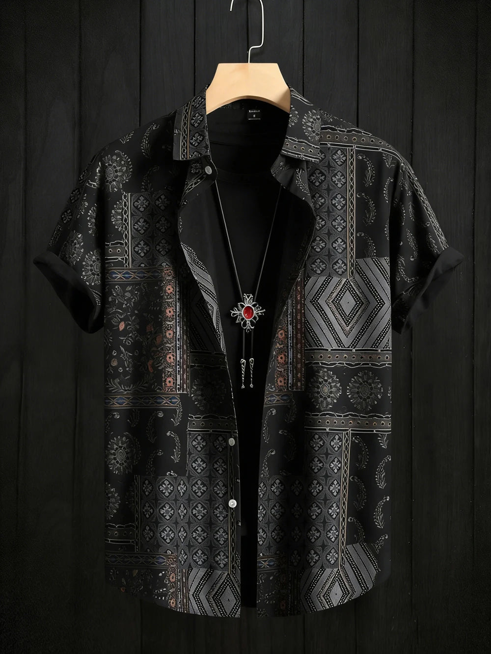 Chemise d'été pour homme 2026 à manches courtes imprimée, chemise col rétro tendance pour homme, haut décontracté hawaïen pour la plage, tailles XS-5XL