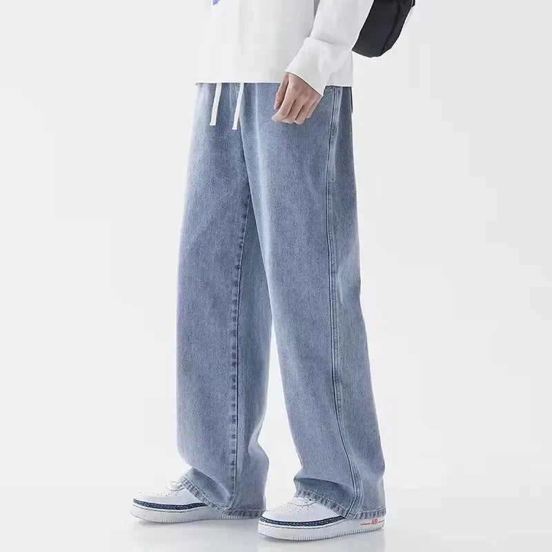 2025 Nouveaux Jeans Streetwear Larges pour Hommes Style Coréen Mode Jeans Larges Droits à Jambe Large Vêtements de Marque pour Hommes Noir Bleu Clair