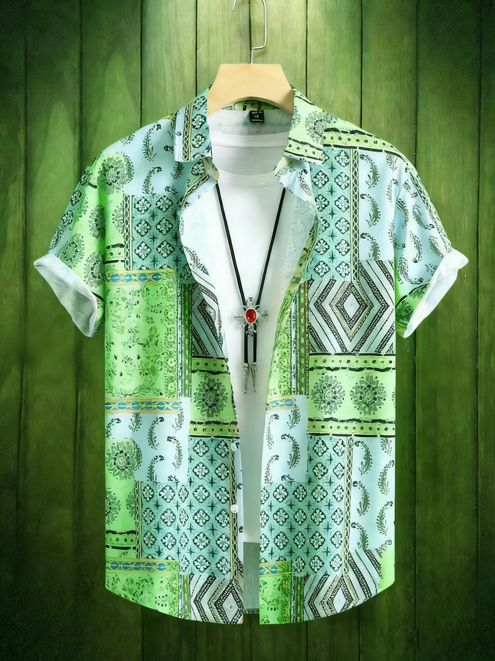 Chemise d'été pour homme 2026 à manches courtes imprimée, chemise col rétro tendance pour homme, haut décontracté hawaïen pour la plage, tailles XS-5XL