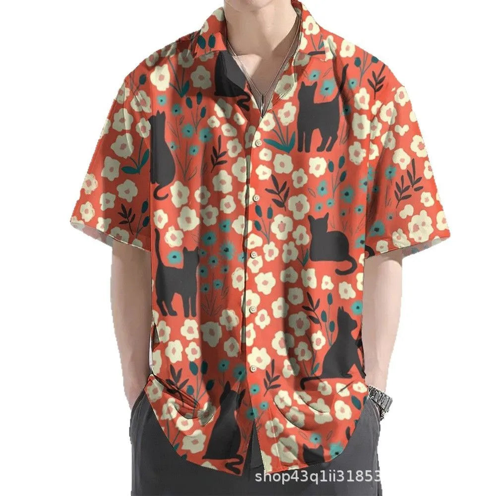 Nouveaux chemises jaunes pour hommes Hawaï Créatives avec paysage chinois Peinture à manches courtes Chemises Aloha Style cubain Été Grandes tailles