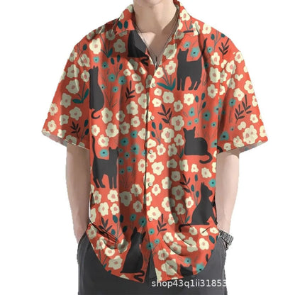 Nouveaux chemises jaunes pour hommes Hawaï Créatives avec paysage chinois Peinture à manches courtes Chemises Aloha Style cubain Été Grandes tailles